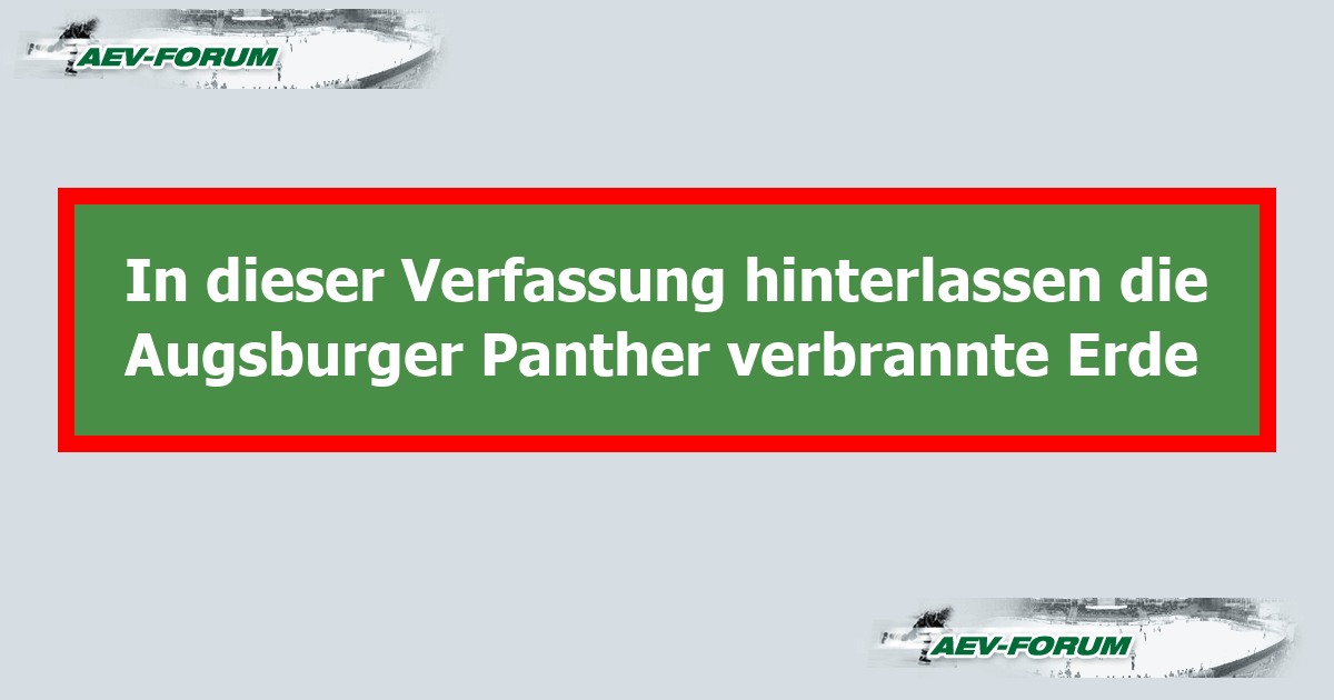 In dieser Verfassung hinterlassen die Augsburger Panther verbrannte Erde AEVForum